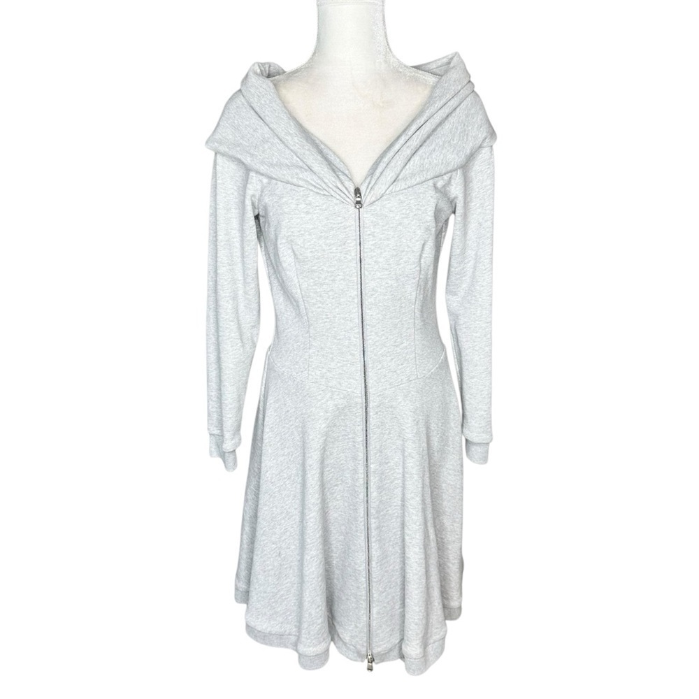 MOSCHINO COUTURE gray zip up flare mini sweatshirt dress US10/FR40